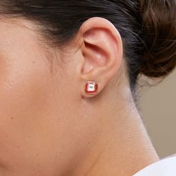 MINUTIAE Rose Gold-Plated Square Studs Earrings-19
