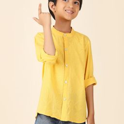 Fabindia Boys Embroidered Mandarin Collar Shirt-image-24