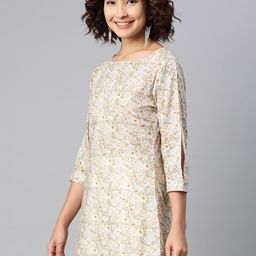 VARUSHKA Floral Print Slit Sleeve Longline Top-image-24