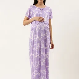 Nejo Tie & Dye Printed Maternity Maxi Nightdress-image-49