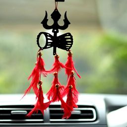DULI Red & Black Metal Trishul Hanging Windchime-8