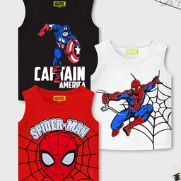 YK Marvel Boys Black Pack of 3 Printed Applique T-shirts-picture-25