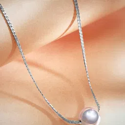 Rubans Silver-Plated Minimalist Single Pearl Pendant Necklace with Sleek Chain-37