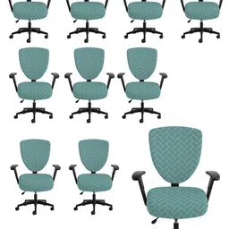 Lazi 200 GSM Pastel Green Brick 10 Pieces Printed Office Chair Cover-image-38