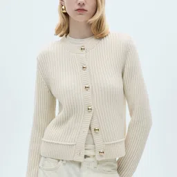 MANGO Women Gold-Toned Button Detailed Cardigan-picture-40