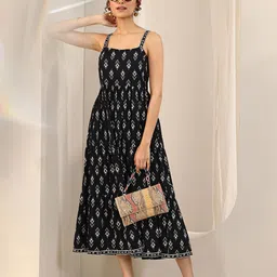 Libas Ethnic Motifs Print Fit & Flare Midi Dress-image-10