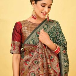 Mitera Woven Design Zari Pure Silk Patola Saree-picture-7
