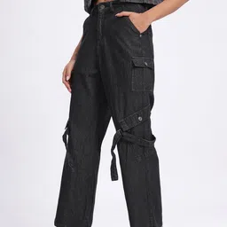 glitchez Women Cargo Style Wide Leg Jeans-image-19
