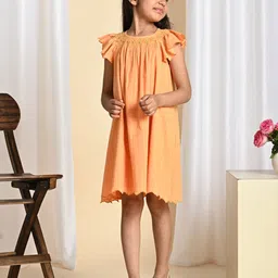 The Tribe Kids Girls Round Neck Sleeveless Knee Length Pure Cotton A-Line Casual Dress-17