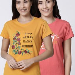 Kryptic Women Pack of 2 Printed Lounge T-shirts-image-42