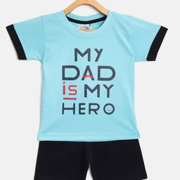 Toonyport Boys Blue Typography Print T-shirt with Shorts-10