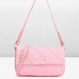 Van Heusen Solid Structured Baguette Bag with Quilted Detail image 1