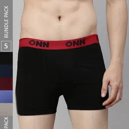 ONN  Men Pack of 5 Solid Cotton Outer Elastic Trunks ONN_260_AST_5PC-6