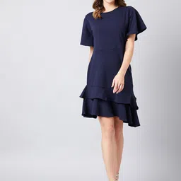 Athena Women Blue Solid Sheath Dress-picture-18