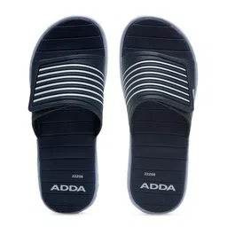 Adda Men Navy Blue & White Striped Sliders-image-59