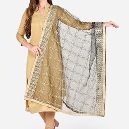 Dupatta Bazaar Black & Gold-Toned Gotta Patti Embroidered Dupatta-23