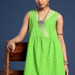 Taavi Printed Pure Cotton Fit & Flare Dress-image-33