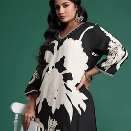 Indo Era Plus Size Floral Printed Beads & Stones Kurta with Salwar-30