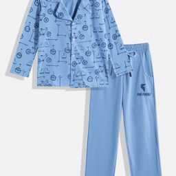 KOKOMO Boys Printed Pure Cotton Shirt with Pyjamas-image-51