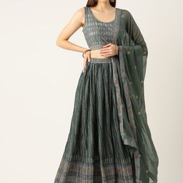 Rue Collection Foil Printed Sequinned Ready to Wear Lehenga & Blouse With Dupatta & Potli-image-44
