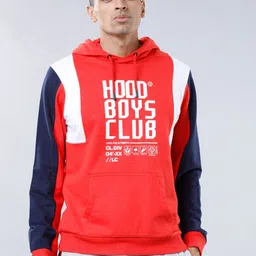 LOCOMOTIVE Men Red & Navy Blue Printed Hooded Sweatshirt-image-28