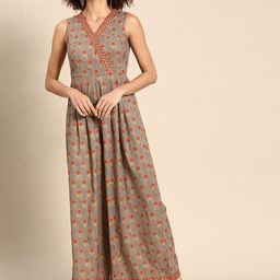 MABISH by Sonal Jain Grey & Rust Orange Printed Kalidar Jumpsuit-picture-10