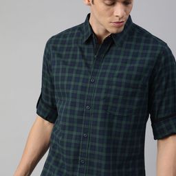Roadster Men Green Nancy Regular Fit Checked Sustainable Casual Shirt-image-99