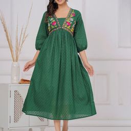 SARAI CREATIONS Embroidered A Line Midi Dress-image-16