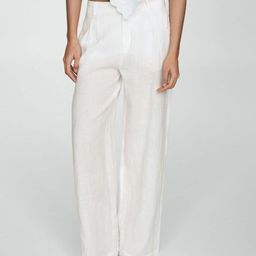 MANGO Women Straight Fit Pure Linen Trousers-image-51