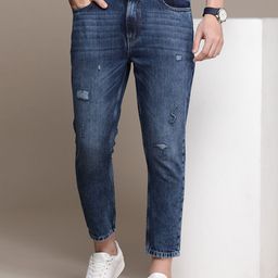 French Connection Men Pure Cotton Comfy Tapered Fit Mid-Rise Mildly Distressed Jeans-image-3