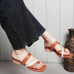 Mast & Harbour Women Square Toe Block Heel Sandals-2