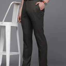 Raymond Men Checked Slim Fit Trousers-picture-34