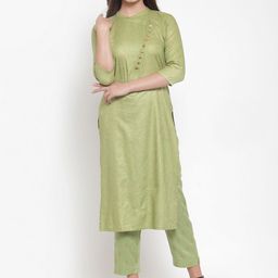 Indibelle Women Green & Brown Floral Print Straight Kurta-image-11