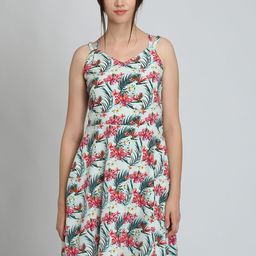 DODO & MOA Women Turquoise Blue Printed Fit and Flare Dress-49