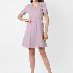 Campus Sutra Lavender Solid Dress-image-60