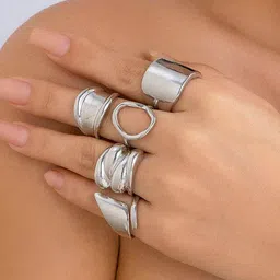 Jewels Galaxy 5-Pcs Silver-Plated Finger Rings-image-3