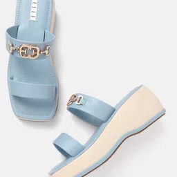 ELLE Embellished Buckles Detail Wedge Heels-14