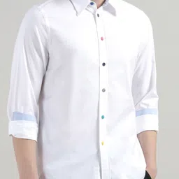 PS By Paul Smith Men Tailored Fit Spread Collar Solid Cotton Casual Shirt-image-2