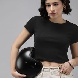Roadster Cap Sleeves Crop Top-image-91
