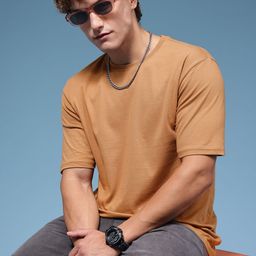 HERE&NOW Pure Cotton Drop-Shoulder Sleeves Relaxed Fit T-shirt-image-38