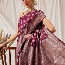 DIVASTRI Floral Zari Organza Banarasi Saree-56