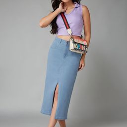 DOLCE CRUDO Straight Midi Slit Skirt-picture-19