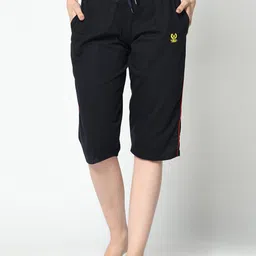 VIMAL JONNEY Women Navy Blue Solid 3/4Th Lounge Pants-image-10