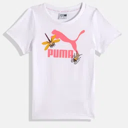 Puma Kids Brand Logo Printed Small World Pure Cotton Regular Fit T-shirt-image-54