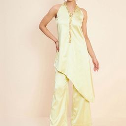 Antheaa Beads & Stones Asymmetrical Fusion Top With Palazzos-picture-34