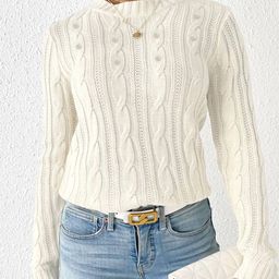 bebe Women Pearl-Embellished Cable Knit Pullover-picture-33