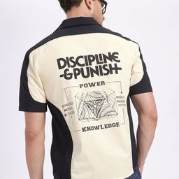 glitchez Typographic Wave Relaxed Fit Pure Cotton Colorblocked Shirt-image-70