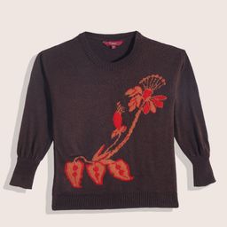 Sangria Girls Acrylic Floral Self Design Pullover-image-20