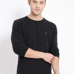t-base Men Black Solid Woolen Pullover Sweater-picture-6