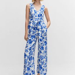 MANGO Floral Print Basic Jumpsuit with Belt-11